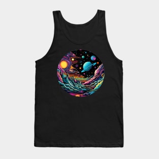 Surrealist space artwork with planets Tank Top